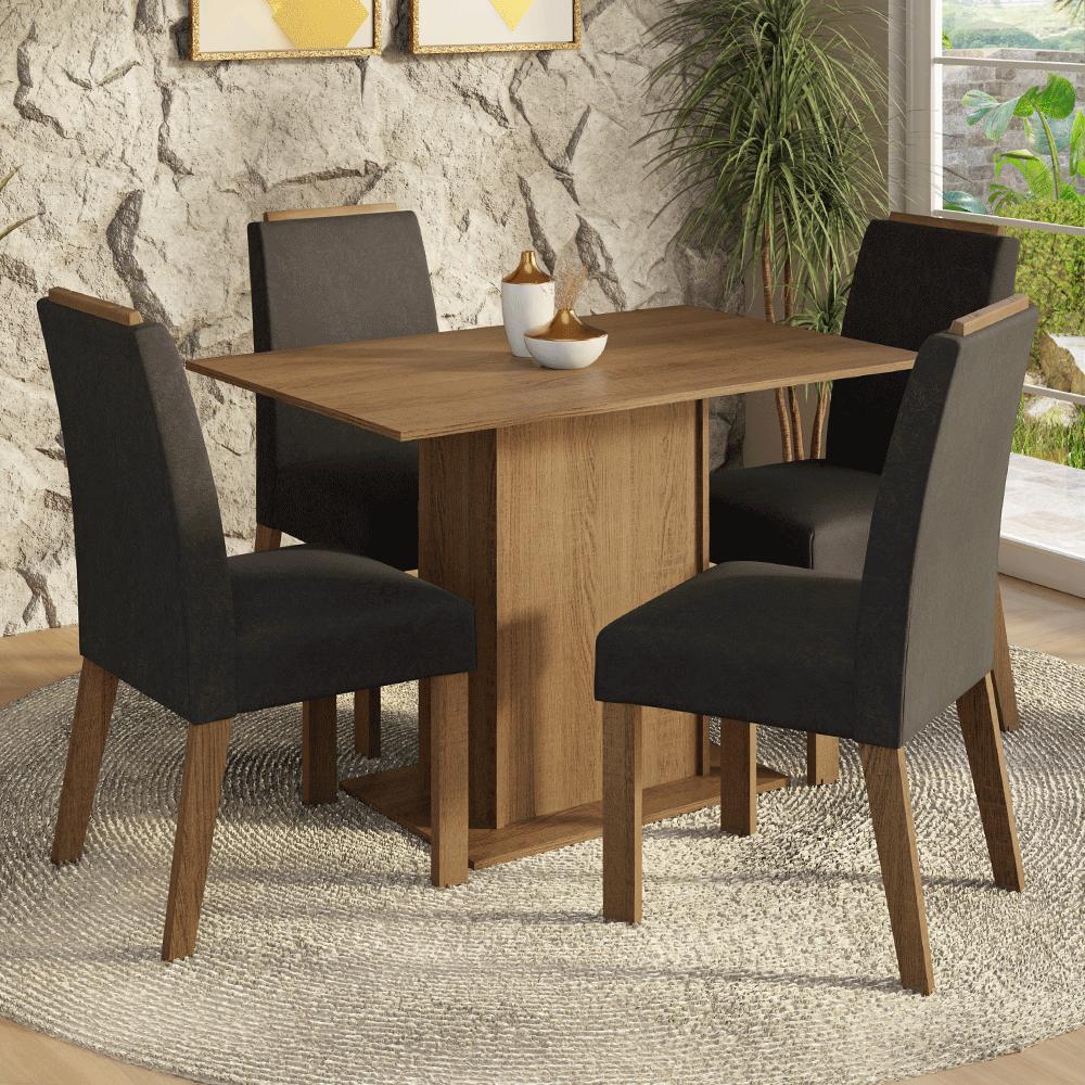JUEGO DE COMEDOR ACÁCIA CON 4 SILLAS - MARRÓN/OXFORD - 1