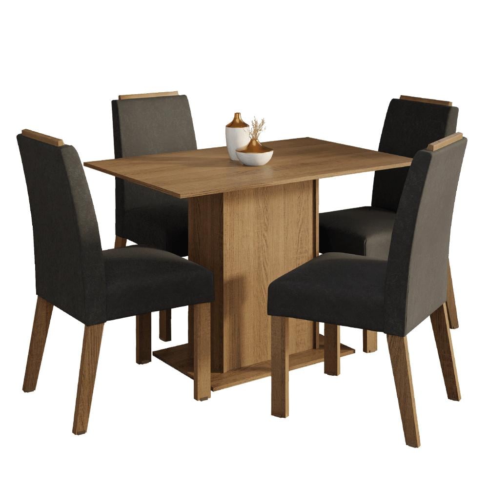 JUEGO DE COMEDOR ACÁCIA CON 4 SILLAS - MARRÓN/OXFORD - 2