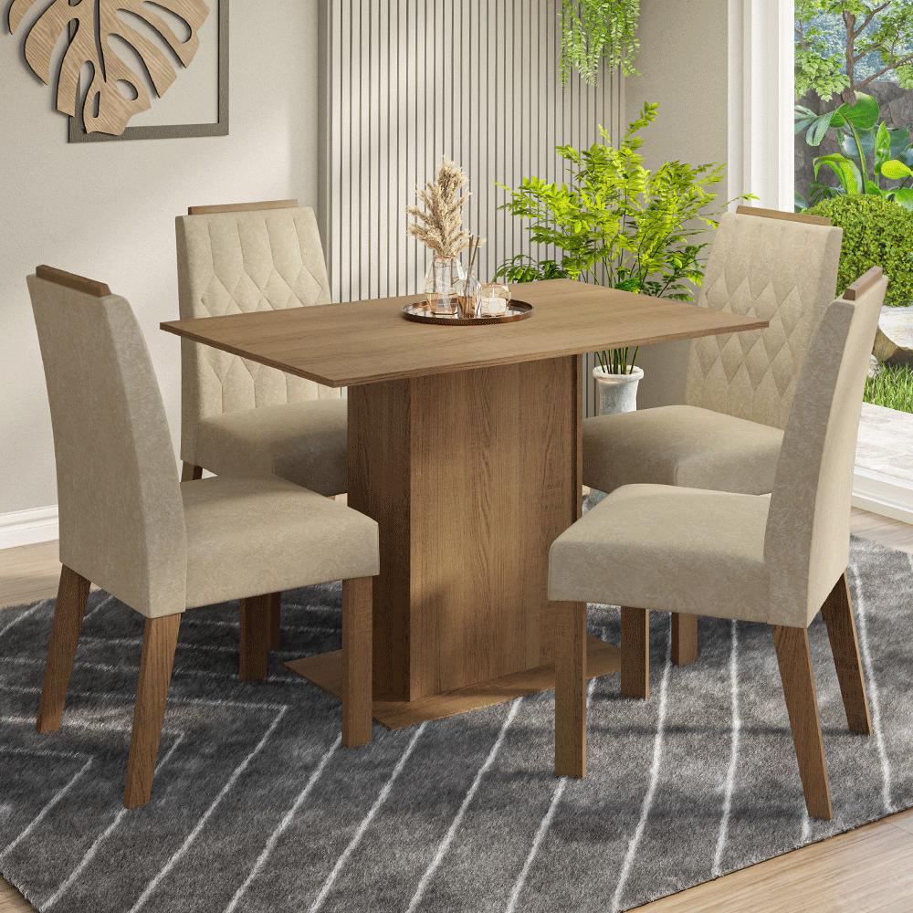 JUEGO DE COMEDOR ROMÃ CON 4 SILLAS - MARRÓN/IMPERIAL - 1