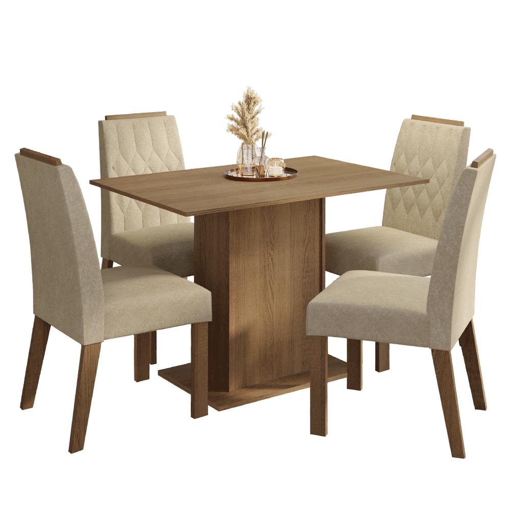 JUEGO DE COMEDOR ROMÃ CON 4 SILLAS - MARRÓN/IMPERIAL - 2