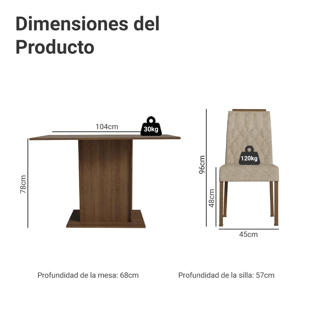 JUEGO DE COMEDOR ROMÃ CON 4 SILLAS - MARRÓN/IMPERIAL - 3