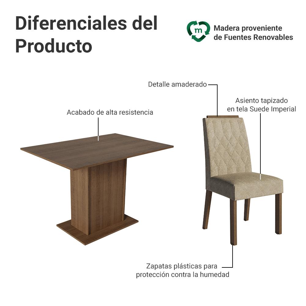 JUEGO DE COMEDOR ROMÃ CON 4 SILLAS - MARRÓN/IMPERIAL - 4
