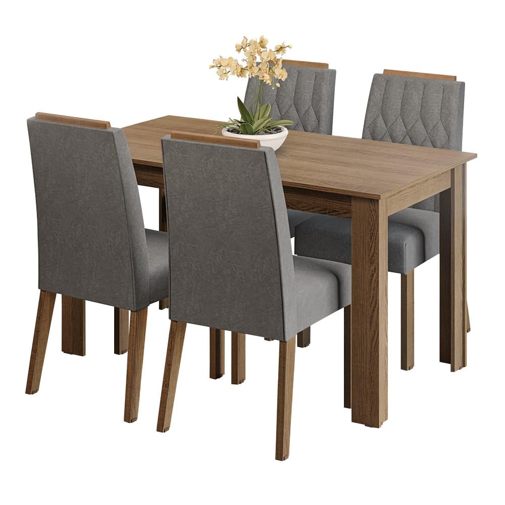 JUEGO DE COMEDOR HERA CON 4 SILLAS - MARRÓN/PLATEADO - 2