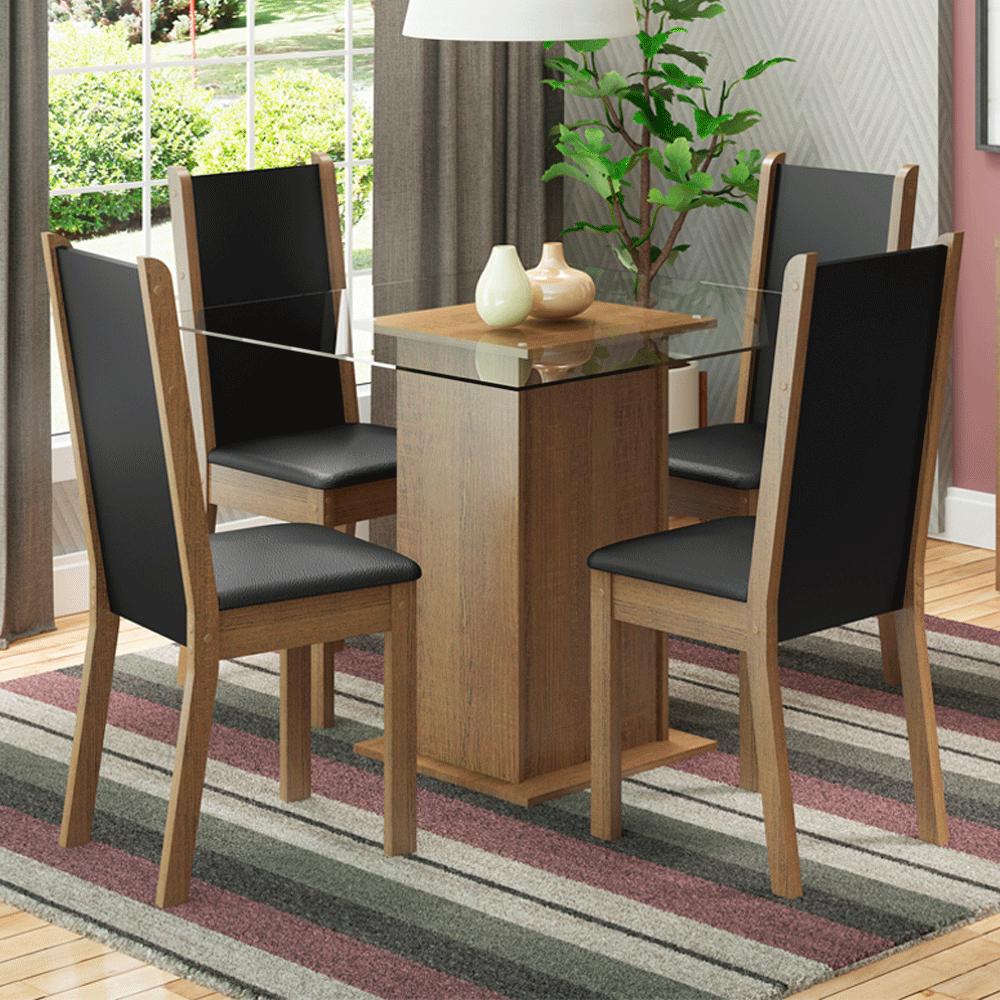 JUEGO DE COMEDOR ALINE CON 4 SILLAS - ENCIMERA DE CRISTAL - 1