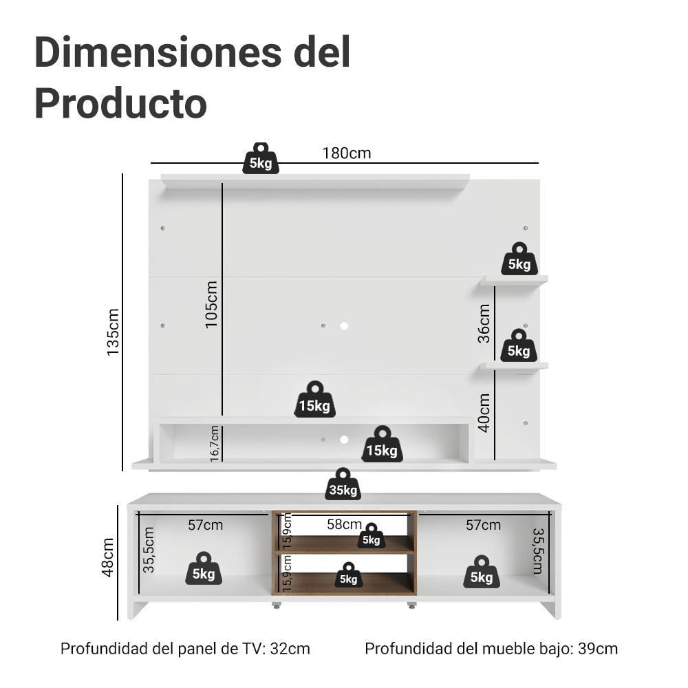 CENTRO DE ENTRETENIMIENTO METZ MESA Y PANEL HASTA 60' - 2