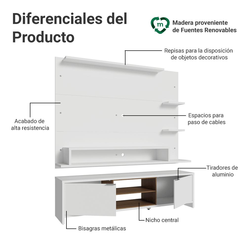 CENTRO DE ENTRETENIMIENTO METZ MESA Y PANEL HASTA 60' - 3