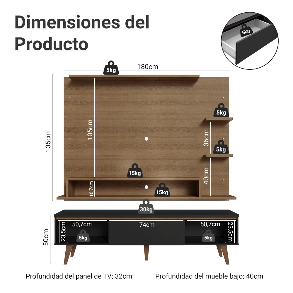 CENTRO DE ENTRETENIMIENTO REIMS MESA Y PANEL HASTA 60' - 2