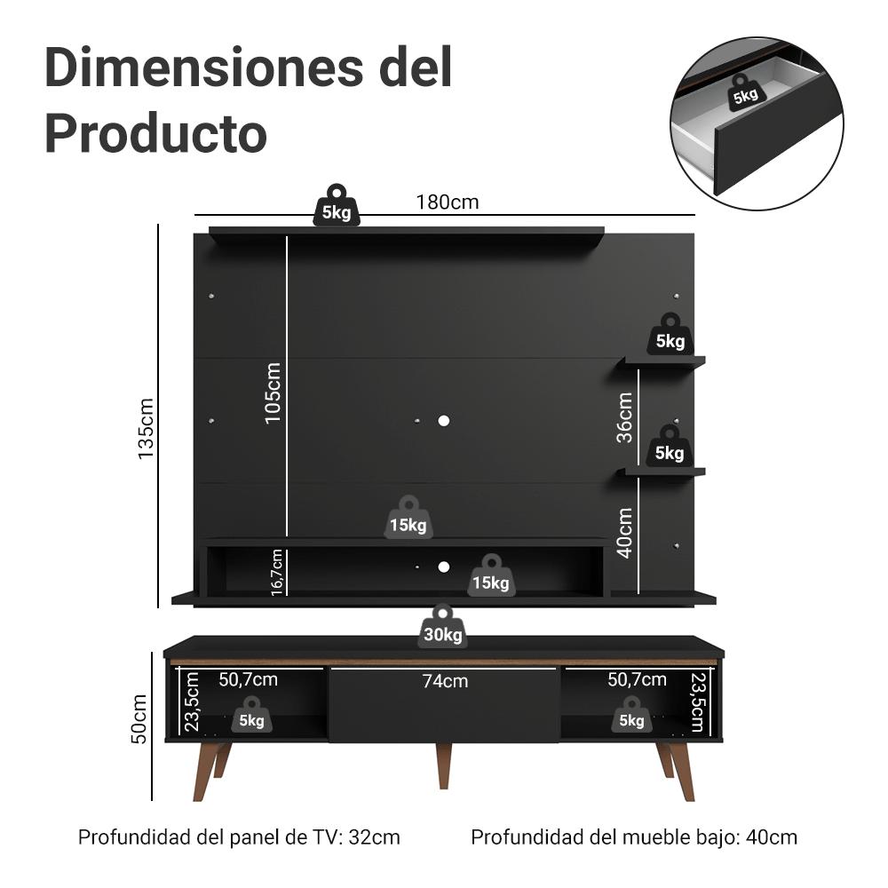CENTRO DE ENTRETENIMIENTO REIMS MESA Y PANEL HASTA 60' - 2