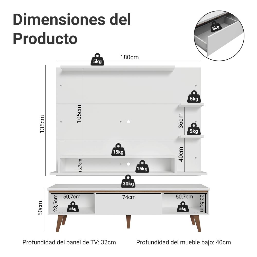 CENTRO DE ENTRETENIMIENTO REIMS MESA Y PANEL HASTA 60' - 2