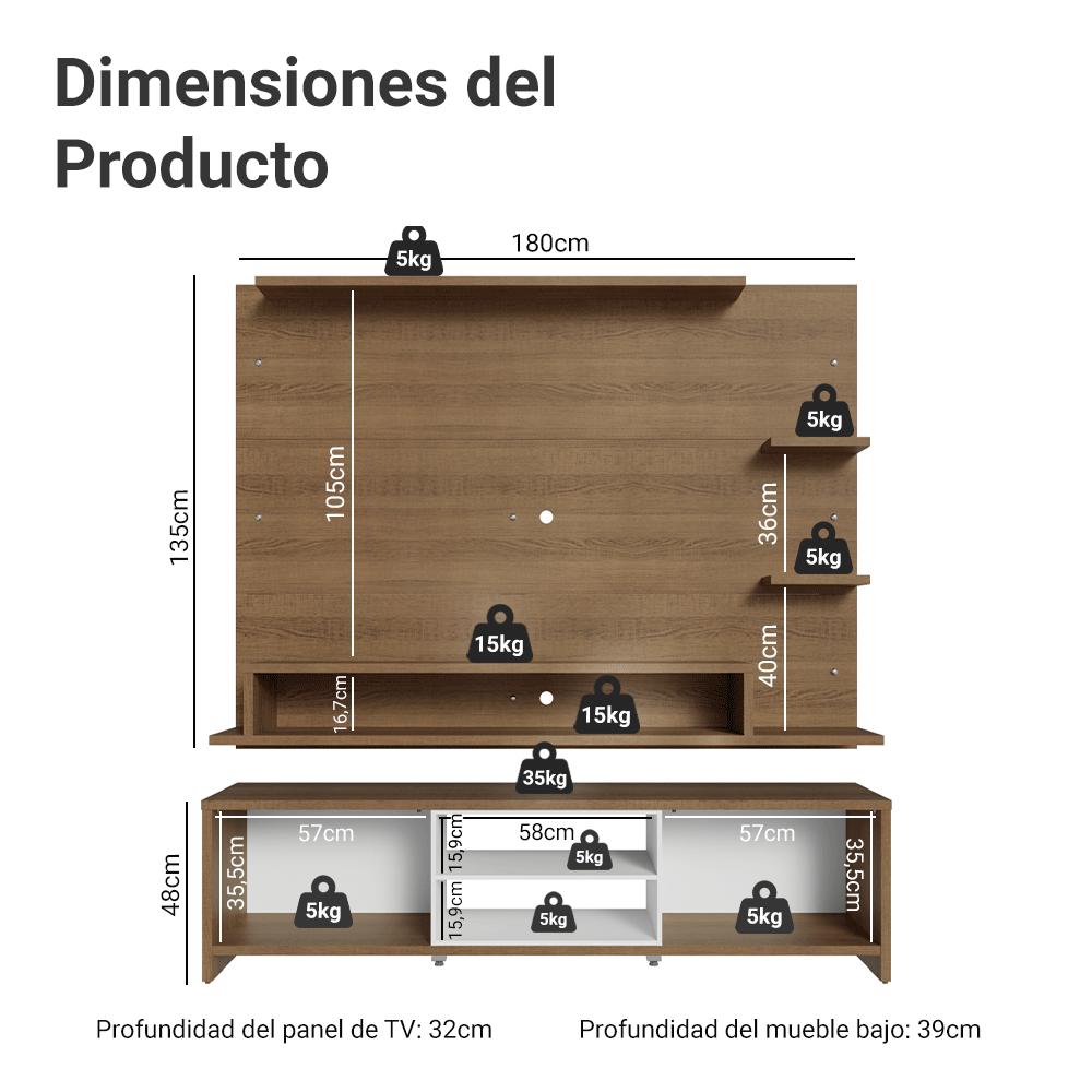 CENTRO DE ENTRETENIMIENTO METZ MESA Y PANEL HASTA 60' - 2