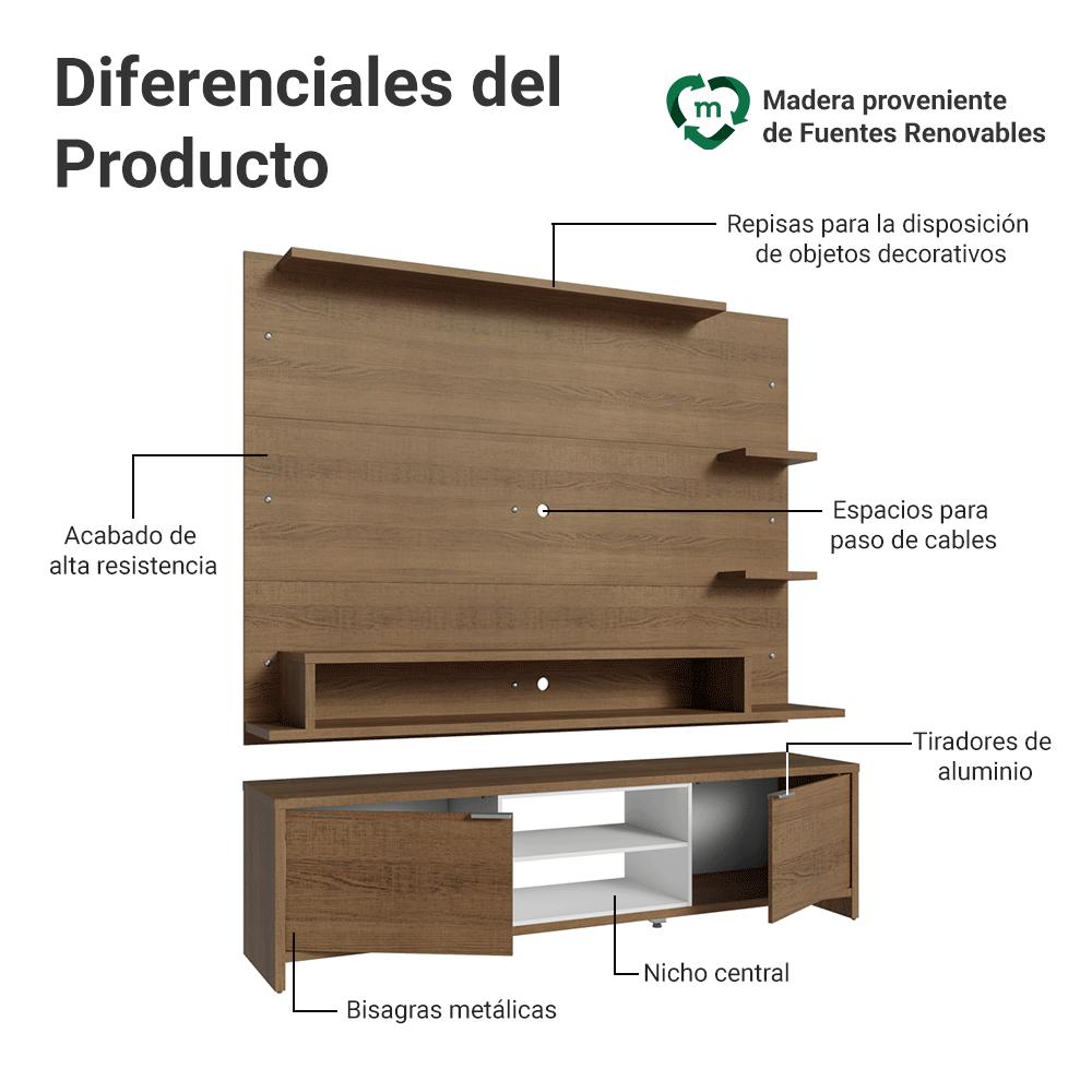CENTRO DE ENTRETENIMIENTO METZ MESA Y PANEL HASTA 60' - 3