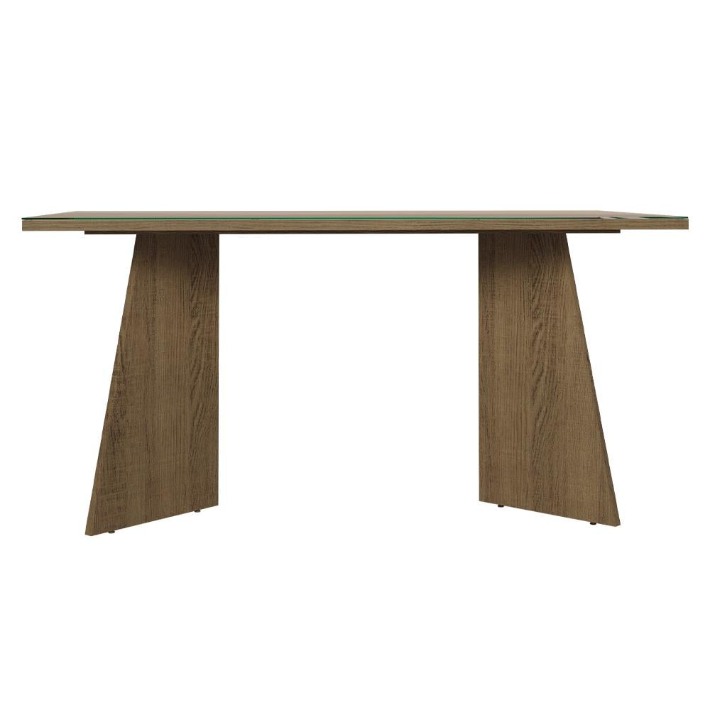 MESA DE COMEDOR RECTANGULAR 6 PUESTOS - MADERA Y CRISTAL - 4