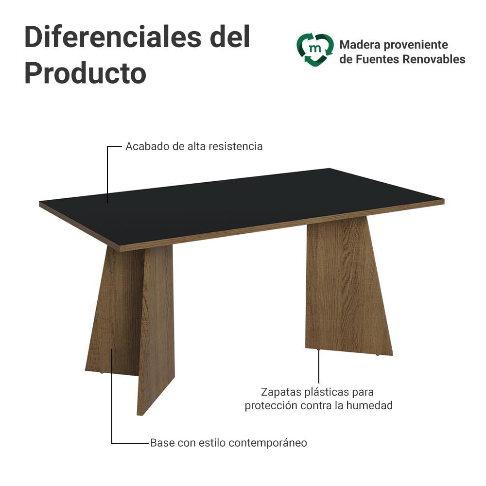 MESA DE COMEDOR RECTANGULAR 6 PUESTOS - 3