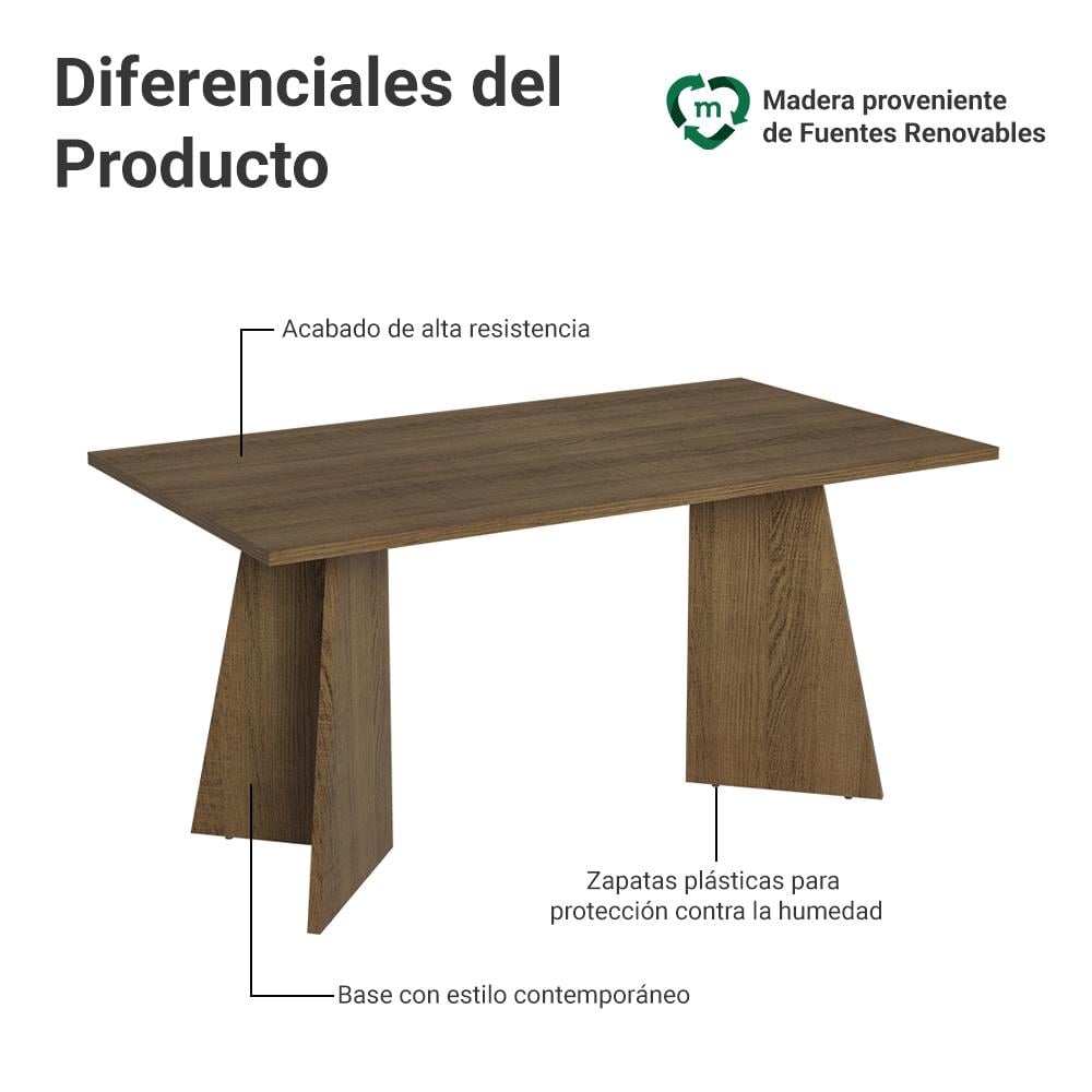 MESA DE COMEDOR RECTANGULAR 6 PUESTOS - 3