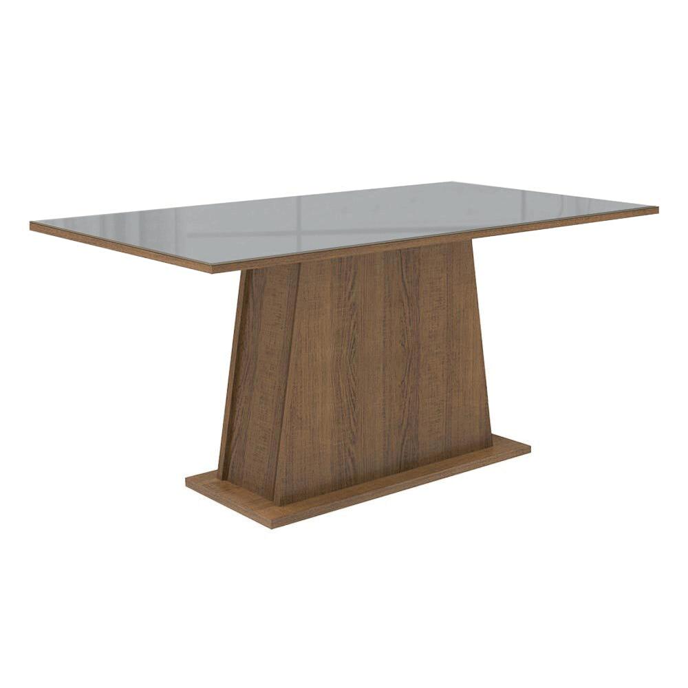 MESA DE COMEDOR RECTANGULAR 6 PUESTOS - DE MADERA Y CRISTAL - 1