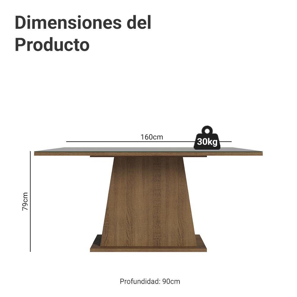 MESA DE COMEDOR RECTANGULAR 6 PUESTOS - DE MADERA Y CRISTAL - 2