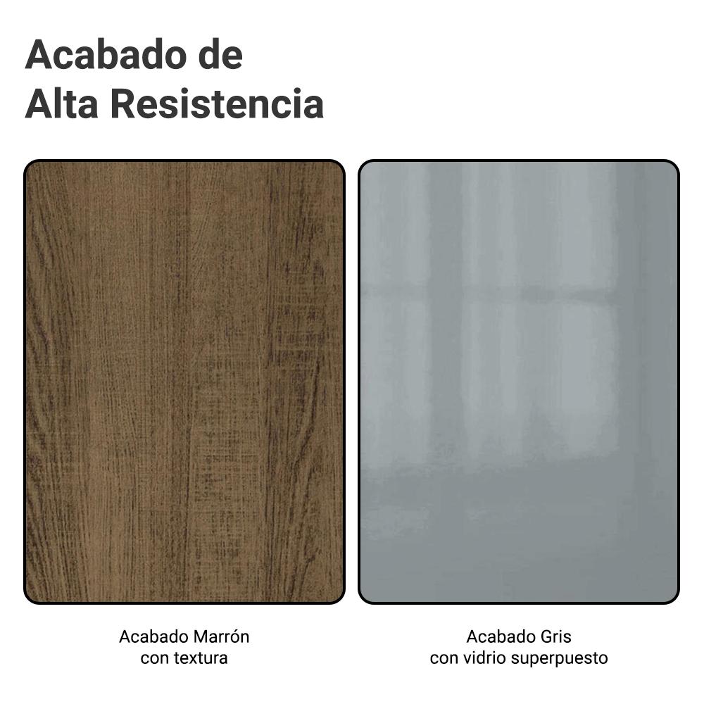 MESA DE COMEDOR RECTANGULAR 6 PUESTOS - DE MADERA Y CRISTAL - 6