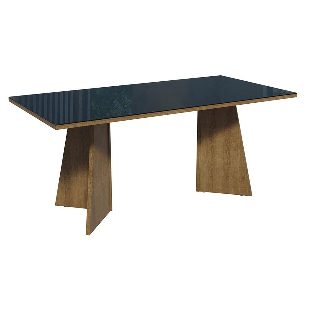 MESA DE COMEDOR RECTANGULAR 8 PUESTOS - MADERA Y CRISTAL - 1