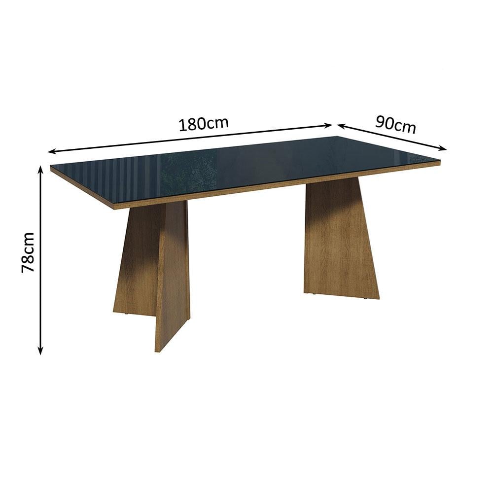 MESA DE COMEDOR RECTANGULAR 8 PUESTOS - MADERA Y CRISTAL - 2