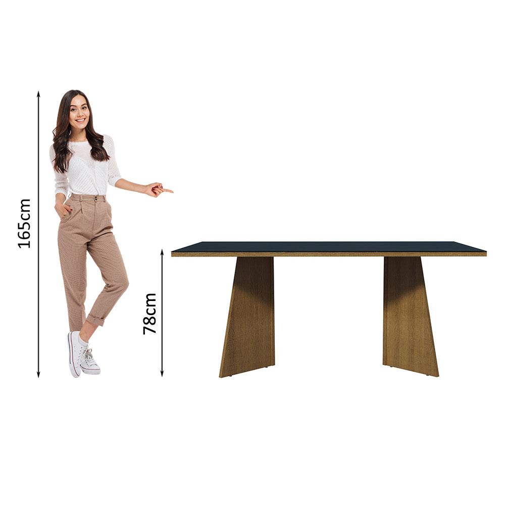 MESA DE COMEDOR RECTANGULAR 8 PUESTOS - MADERA Y CRISTAL - 4