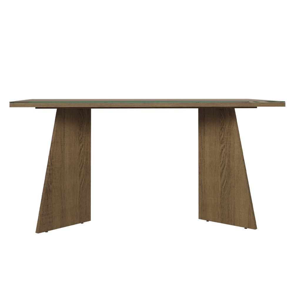 MESA DE COMEDOR RECTANGULAR 6 PUESTOS - MADERA Y CRISTAL - 4