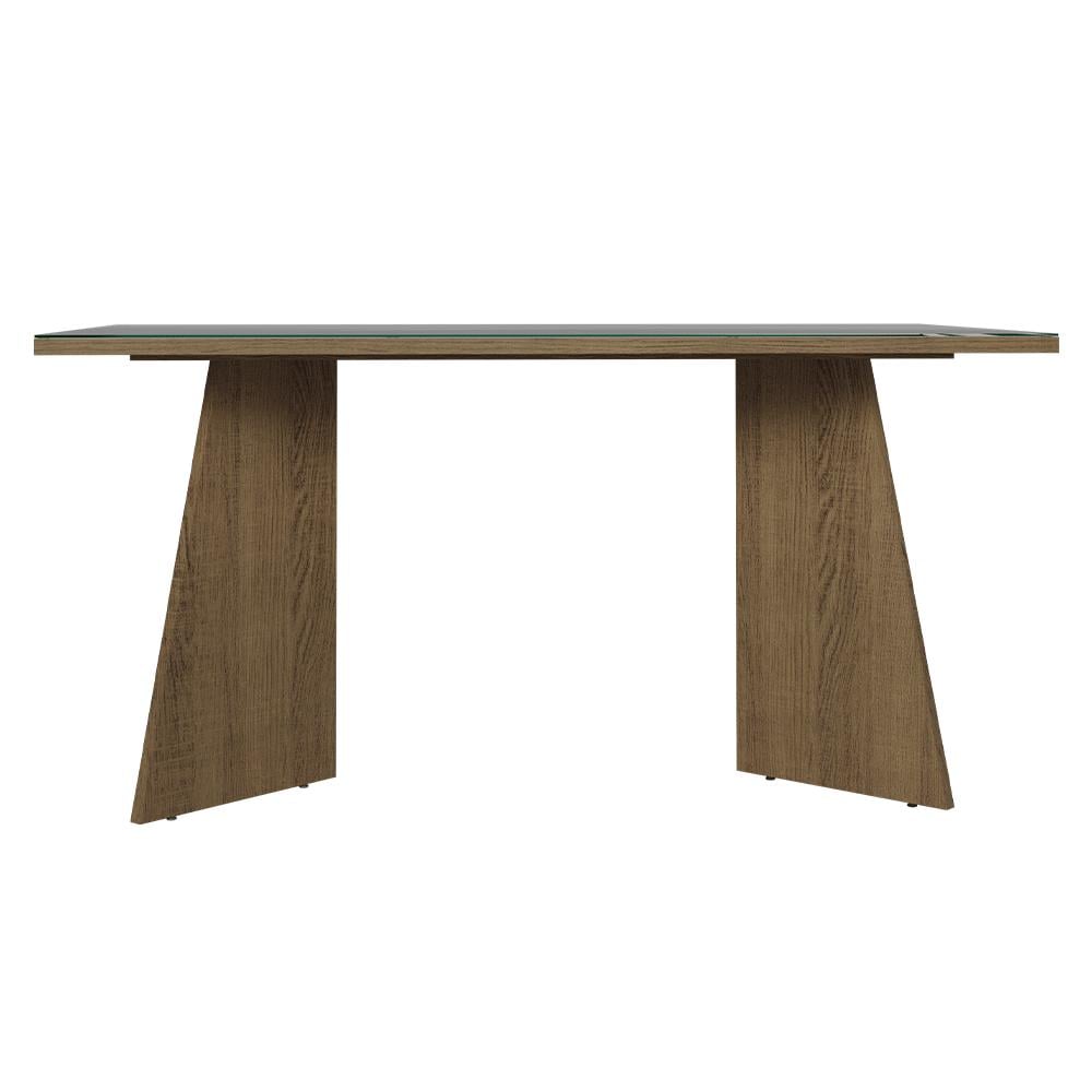 MESA DE COMEDOR RECTANGULAR 6 PUESTOS - MADERA Y CRISTAL - 4