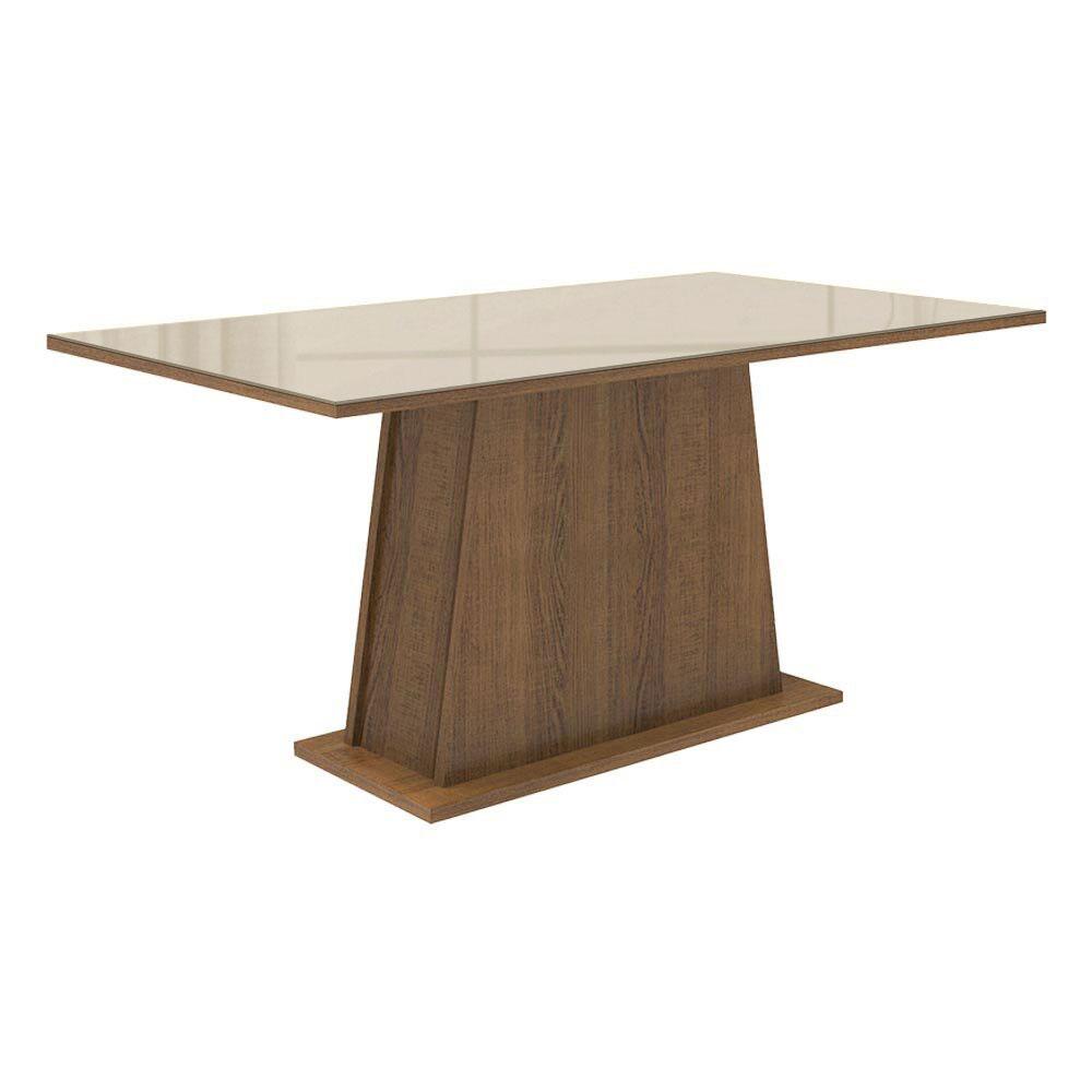 MESA DE COMEDOR RECTANGULAR 6 PUESTOS - MADERA Y CRISTAL - 1