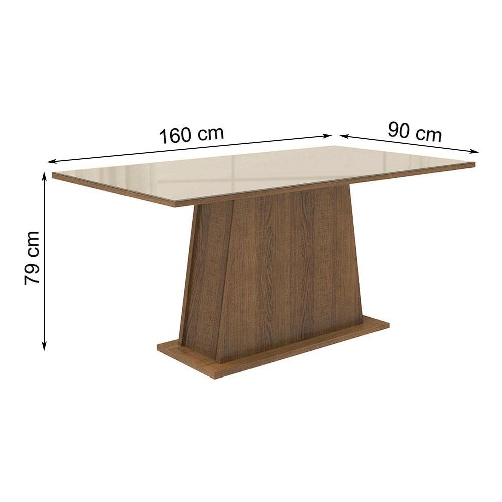 MESA DE COMEDOR RECTANGULAR 6 PUESTOS - MADERA Y CRISTAL - 2