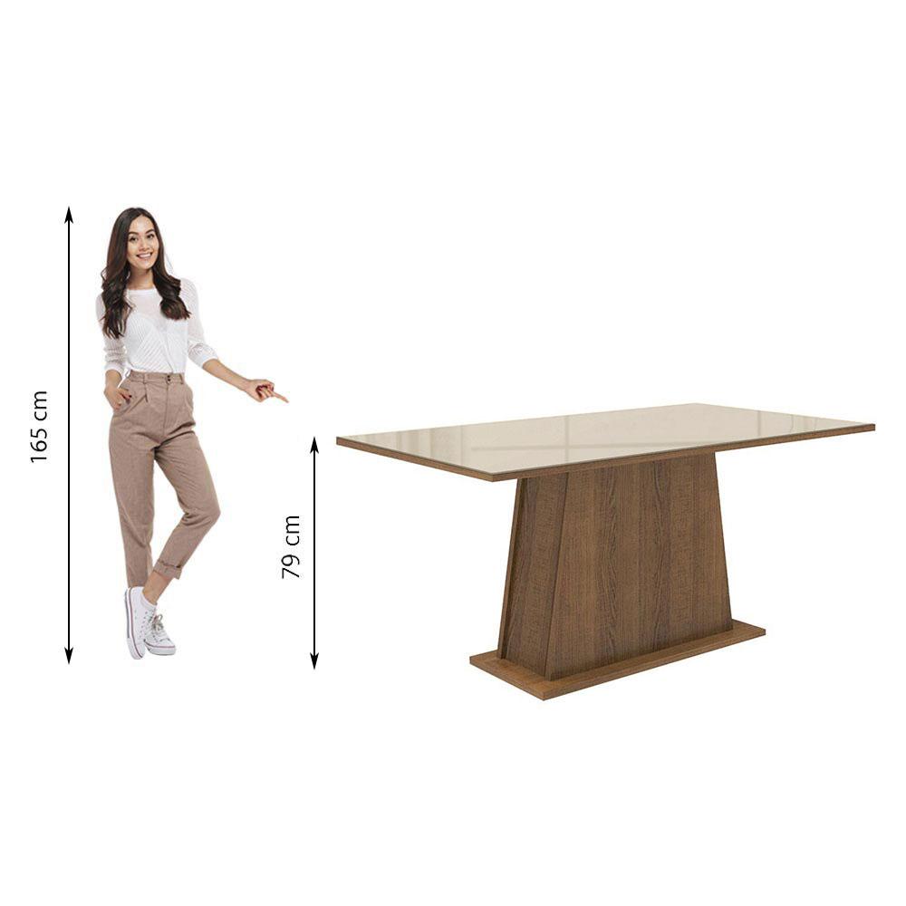 MESA DE COMEDOR RECTANGULAR 6 PUESTOS - MADERA Y CRISTAL - 3