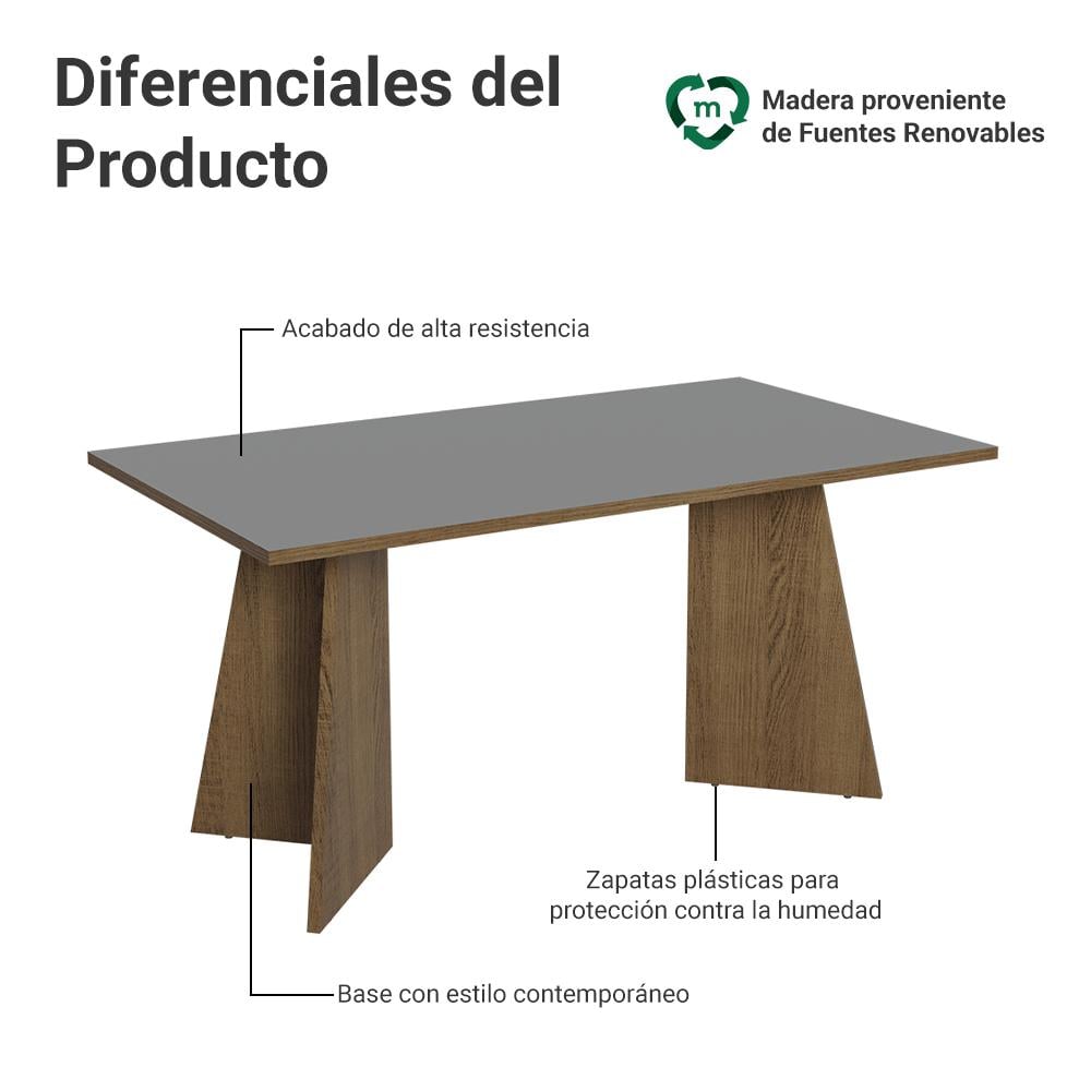 MESA DE COMEDOR RECTANGULAR 6 PUESTOS - 3