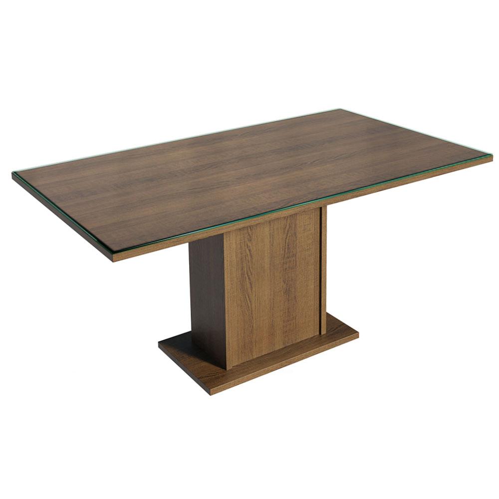 MESA DE COMEDOR RECTANGULAR 6 PUESTOS -MADERA Y CRISTAL - 1