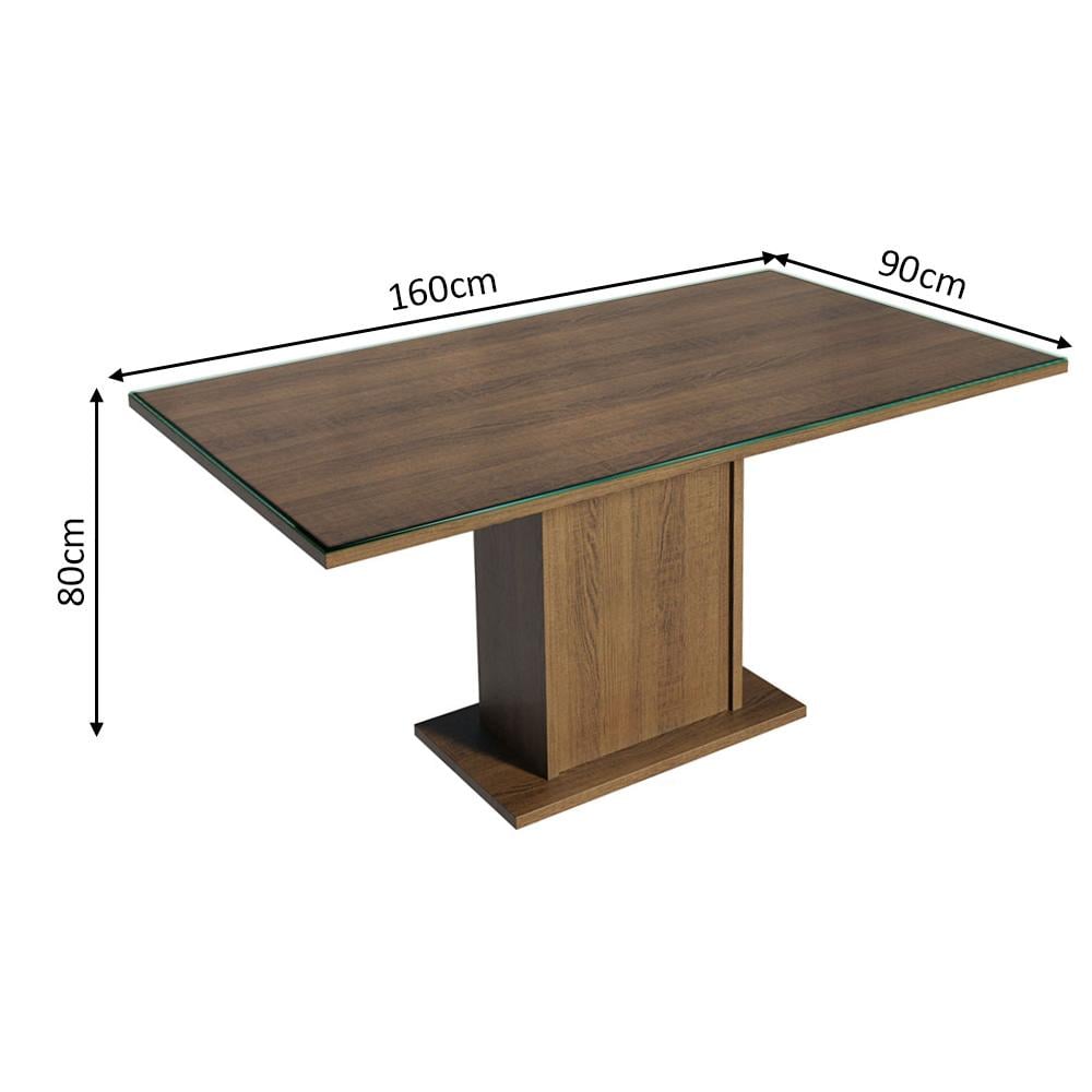 MESA DE COMEDOR RECTANGULAR 6 PUESTOS -MADERA Y CRISTAL - 2