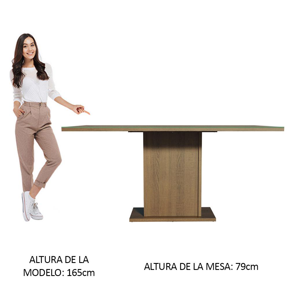 MESA DE COMEDOR RECTANGULAR 6 PUESTOS -MADERA Y CRISTAL - 3
