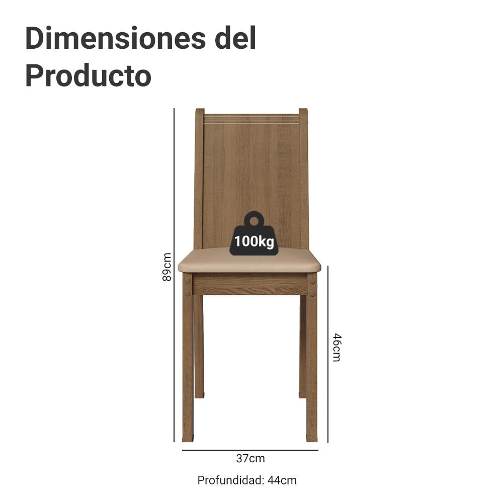 KIT 4 SILLAS DE COMEDOR MADESA 4290 - 2