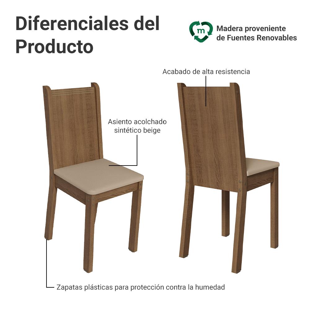 KIT 4 SILLAS DE COMEDOR MADESA 4290 - 3