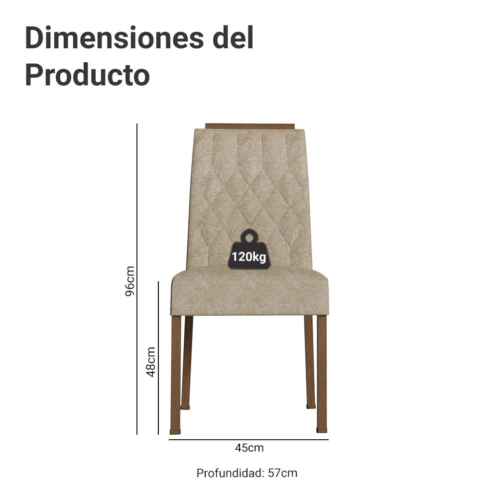 KIT 4 SILLAS DE COMEDOR MADESA 4256 CON BORDE SUPERIOR - 2