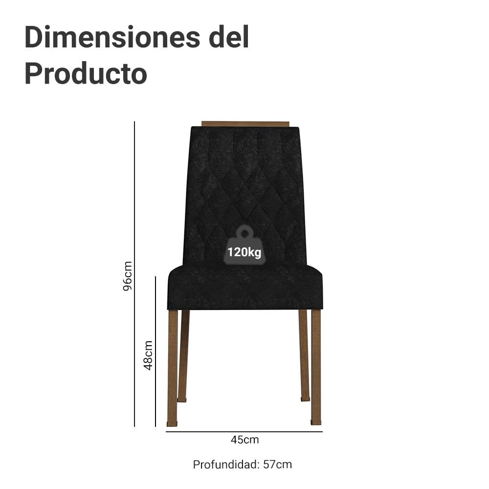 KIT 2 SILLAS DE COMEDOR MADESA 4256 CON BORDE SUPERIOR - 2