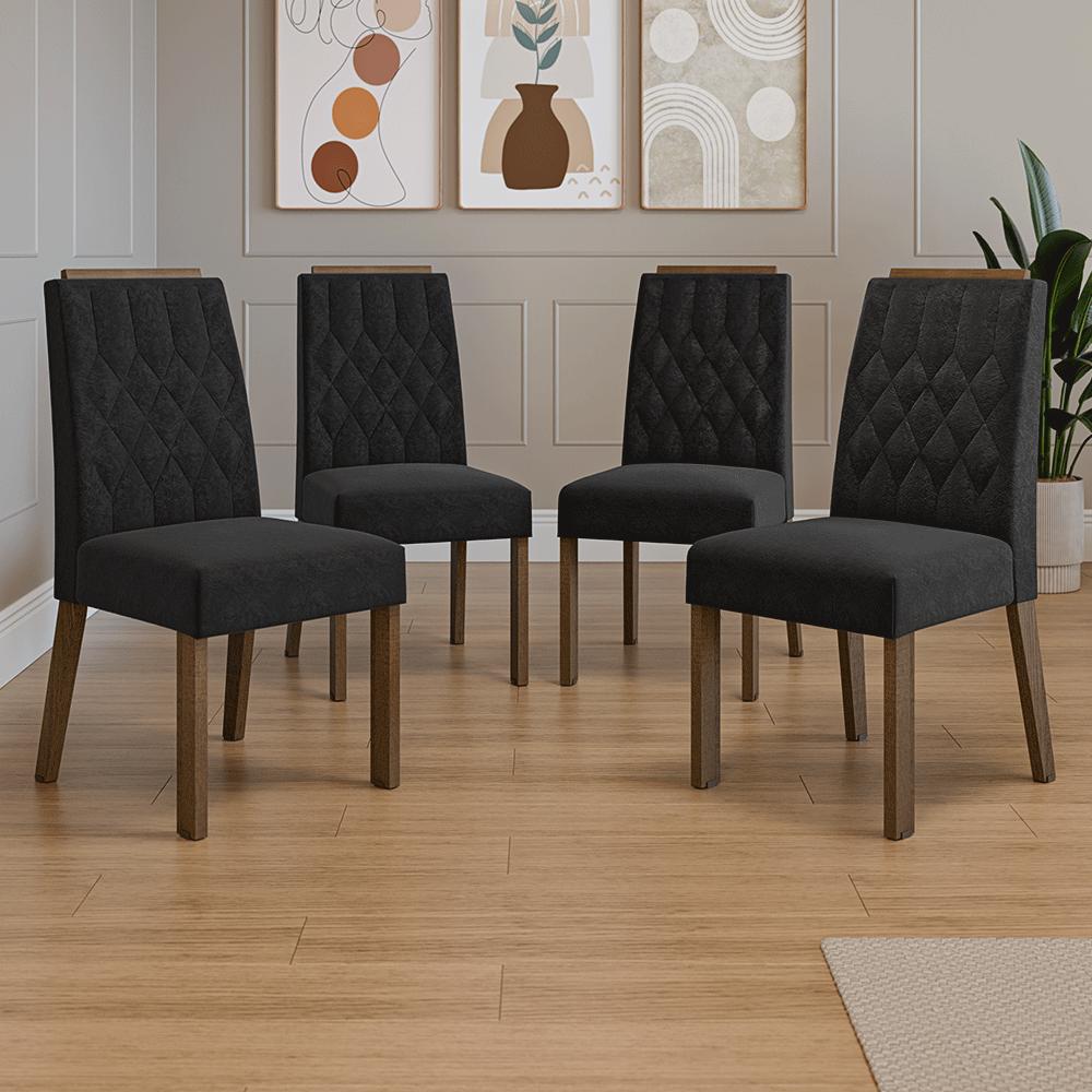 KIT 4 SILLAS DE COMEDOR MADESA 4256 CON BORDE SUPERIOR - 1