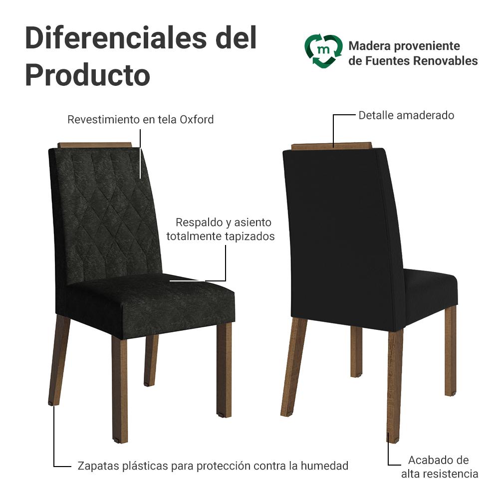 KIT 4 SILLAS DE COMEDOR MADESA 4256 CON BORDE SUPERIOR - 3