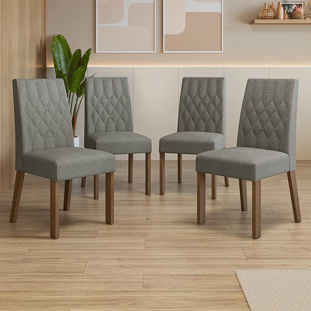 KIT 4 SILLAS DE COMEDOR MADESA 4256 - MARRÓN/PLATEADO - 1