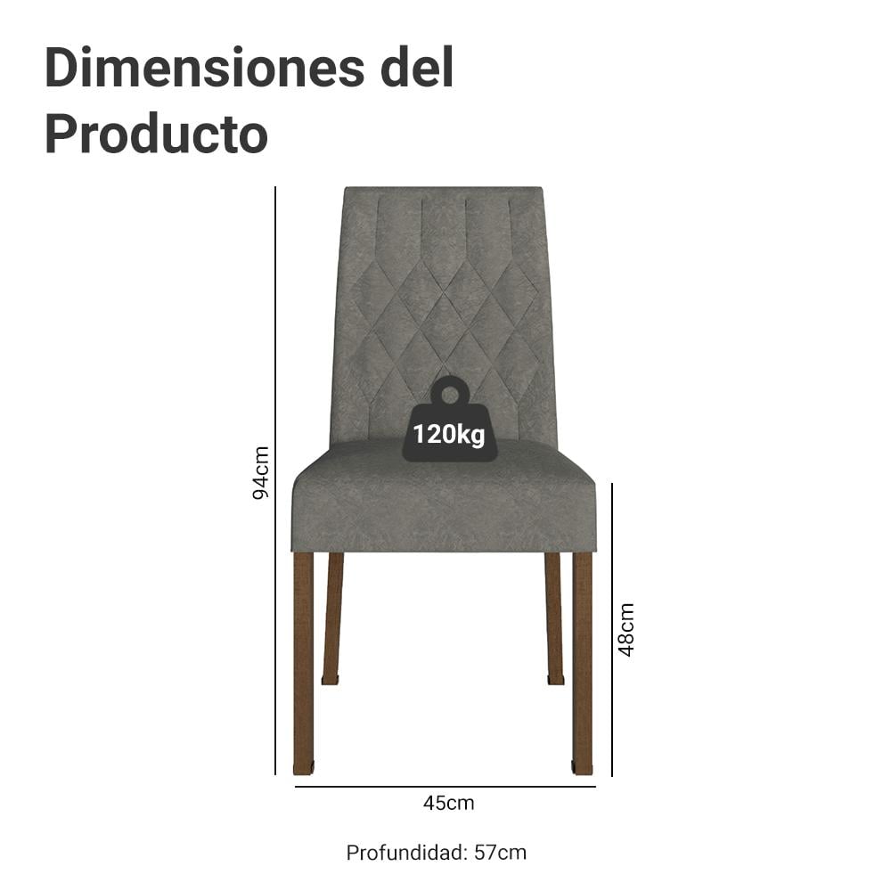 KIT 4 SILLAS DE COMEDOR MADESA 4256 - MARRÓN/PLATEADO - 2