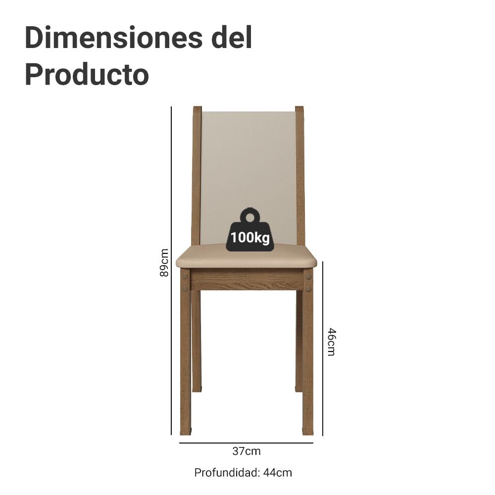 KIT 4 SILLAS DE COMEDOR MADESA 4291 - 2
