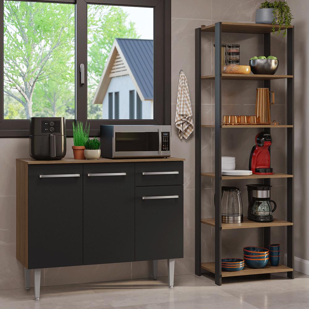KIT MUEBLE DE COCINA 105 CM + ESTANTE MULTIUSO 5 NIVELES - 1