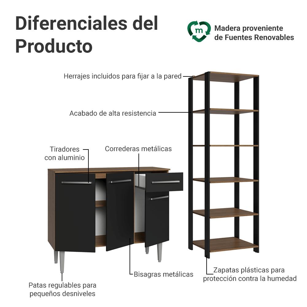 KIT MUEBLE DE COCINA 105 CM + ESTANTE MULTIUSO 5 NIVELES - 4