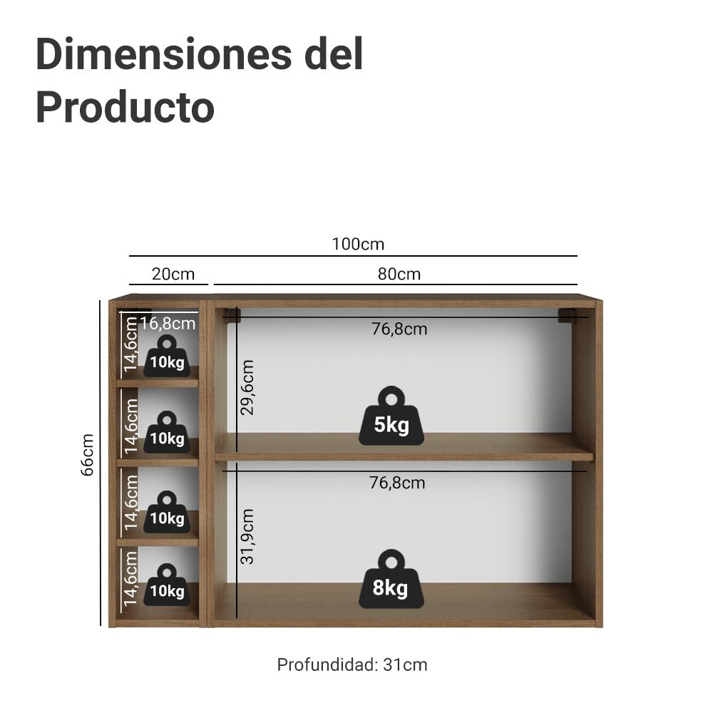BUFFET APARADOR CON PORTABOTELLAS VIK 100 CM - 3
