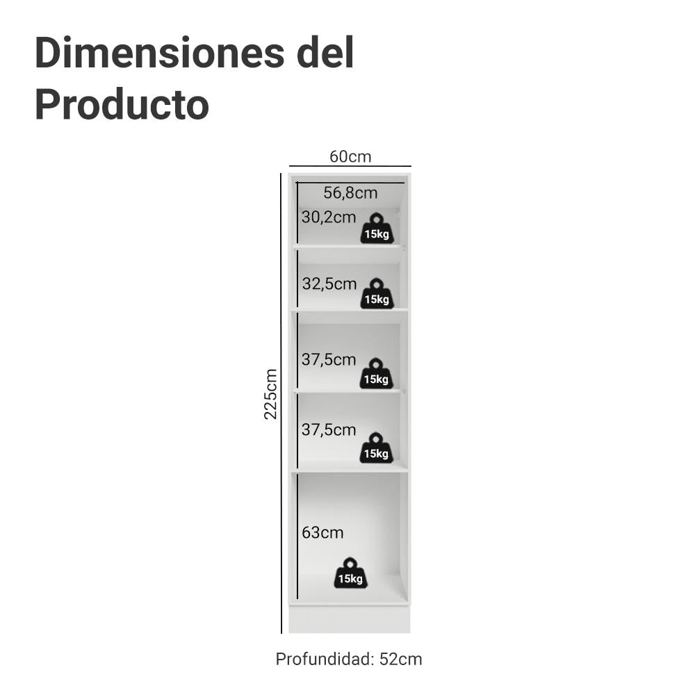 MUEBLE DE COCINA ARMARIO DESPENSA VIK 60 CM CON 3 PUERTAS - 2