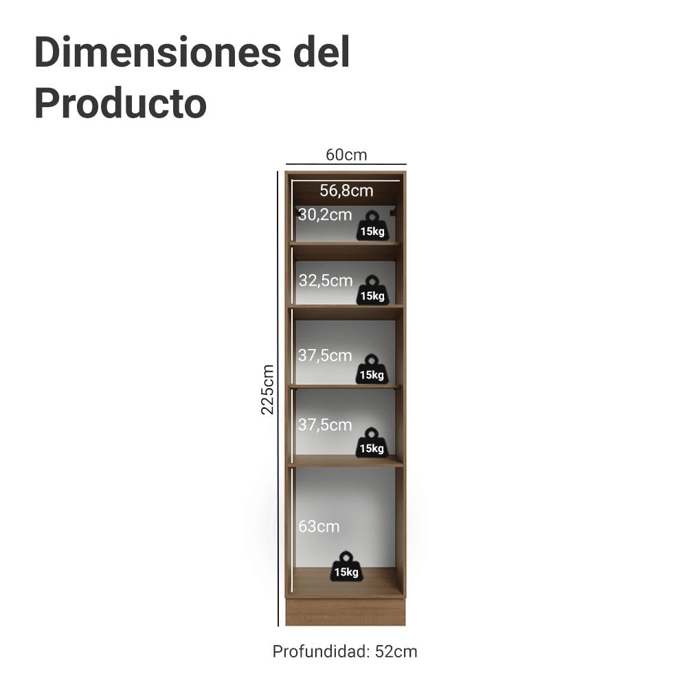 MUEBLE DE COCINA ARMARIO DESPENSA VIK 60 CM CON 3 PUERTAS - 2