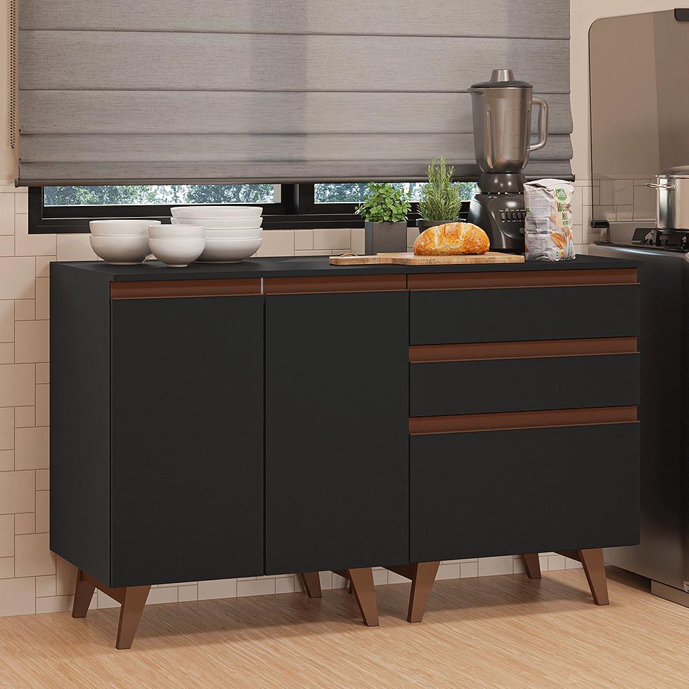 KIT 2 MUEBLES DE COCINA REIMS 130 CM CON ENCIMERA - 1