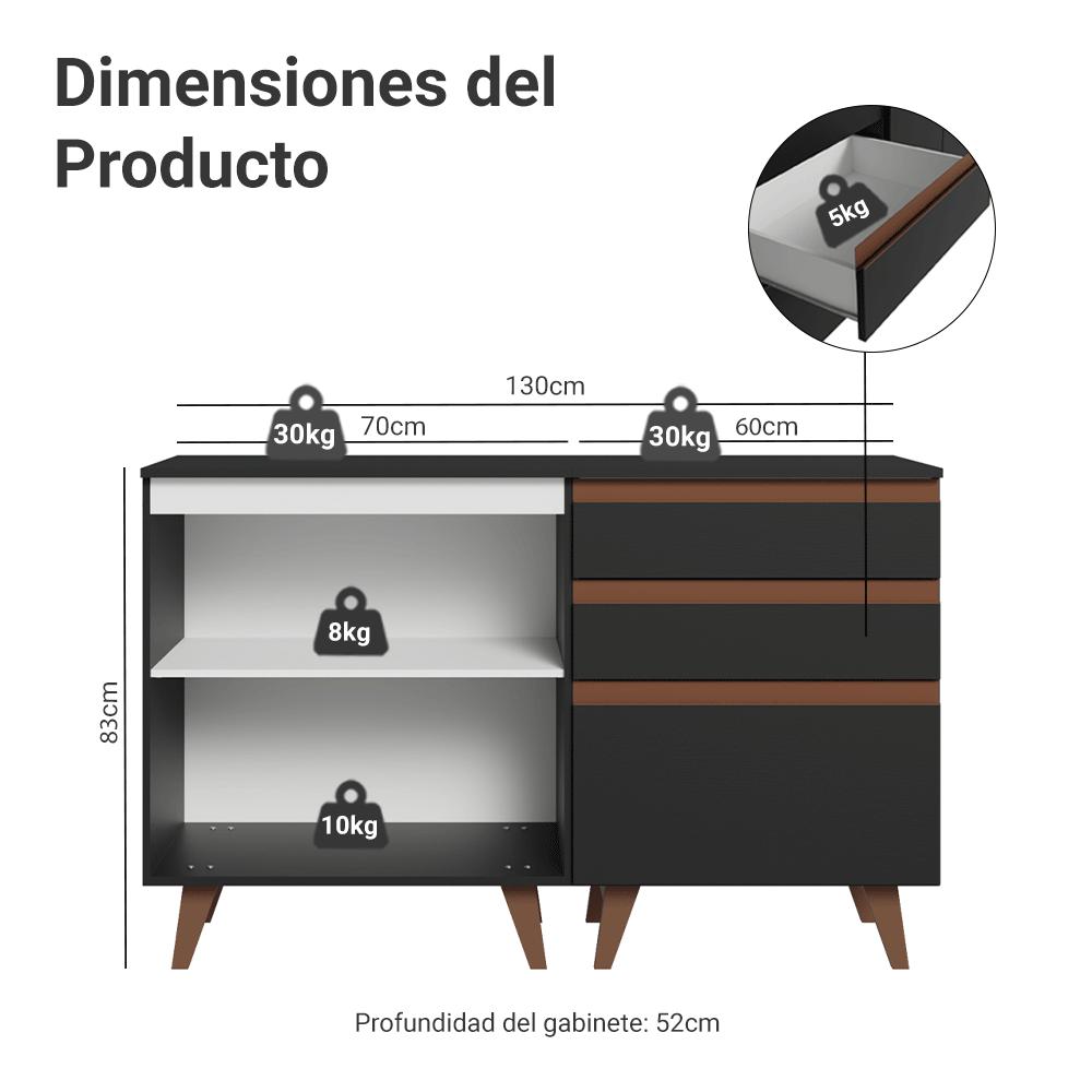 KIT 2 MUEBLES DE COCINA REIMS 130 CM CON ENCIMERA - 3