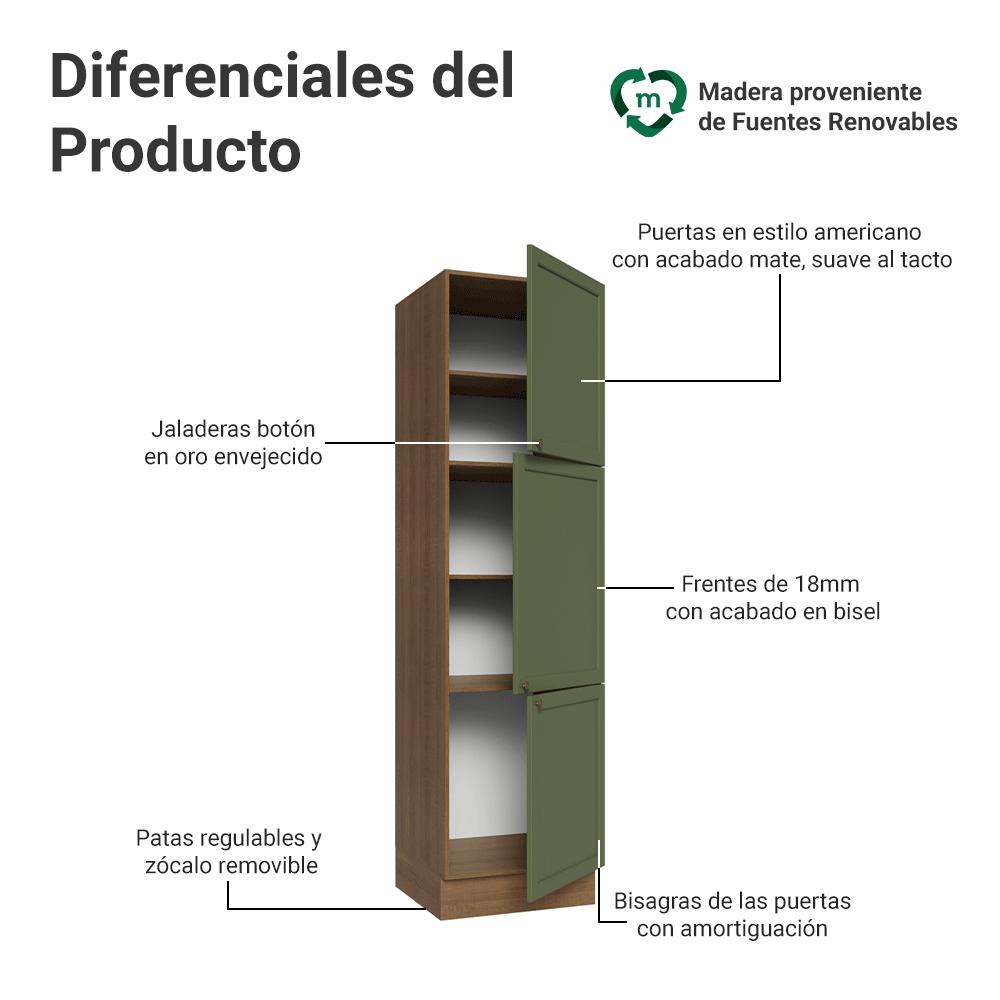 MUEBLE DE COCINA ARMARIO DESPENSA VIK 60 CM CON 3 PUERTAS - 3